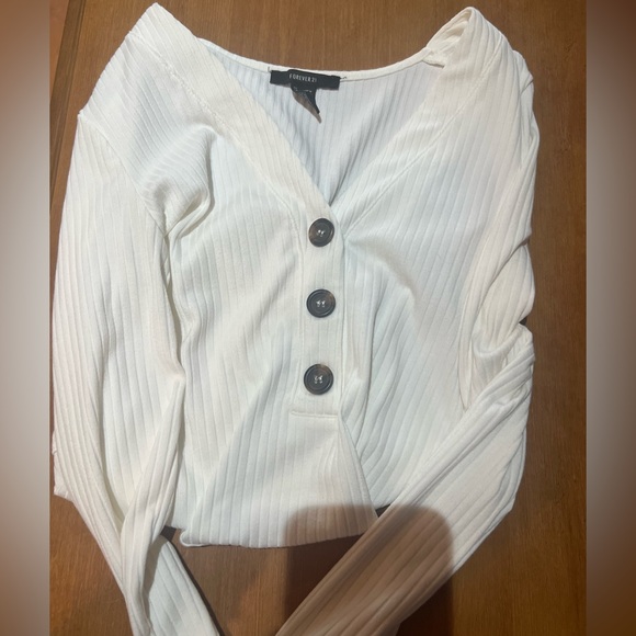 White bodysuit with brown buttons - Picture 2 of 12